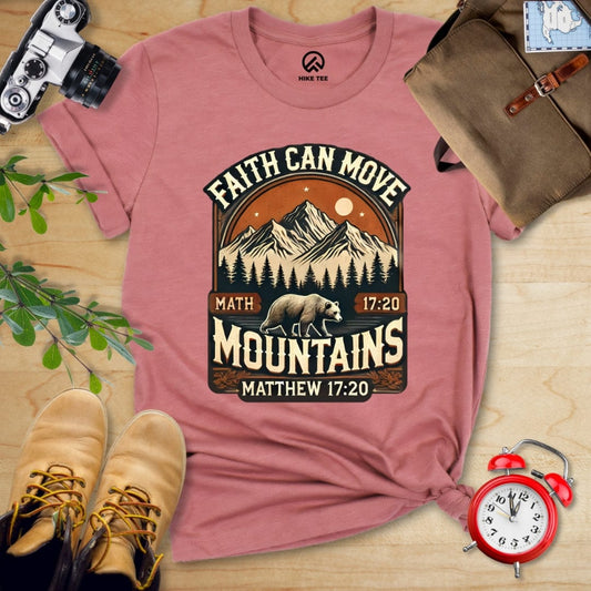 Hike Tee T-Shirt Heather Mauve / S Faith Can Move Mountains Vintage Shirt