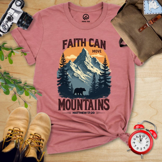 Hike Tee T-Shirt Heather Mauve / S Faith Can Move Mountains Vintage Shirt