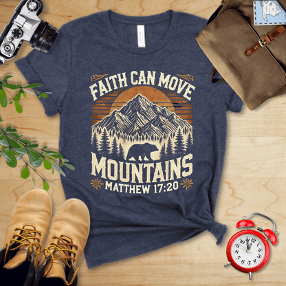 Printify T-Shirt Heather Navy / S Faith Can Move Mountains Vintage Shirt