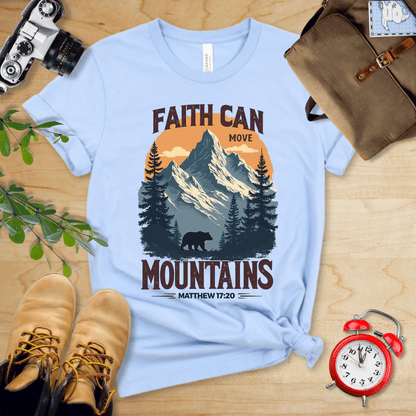 Printify T-Shirt Light Blue / S Faith Can Move Mountains Vintage Shirt