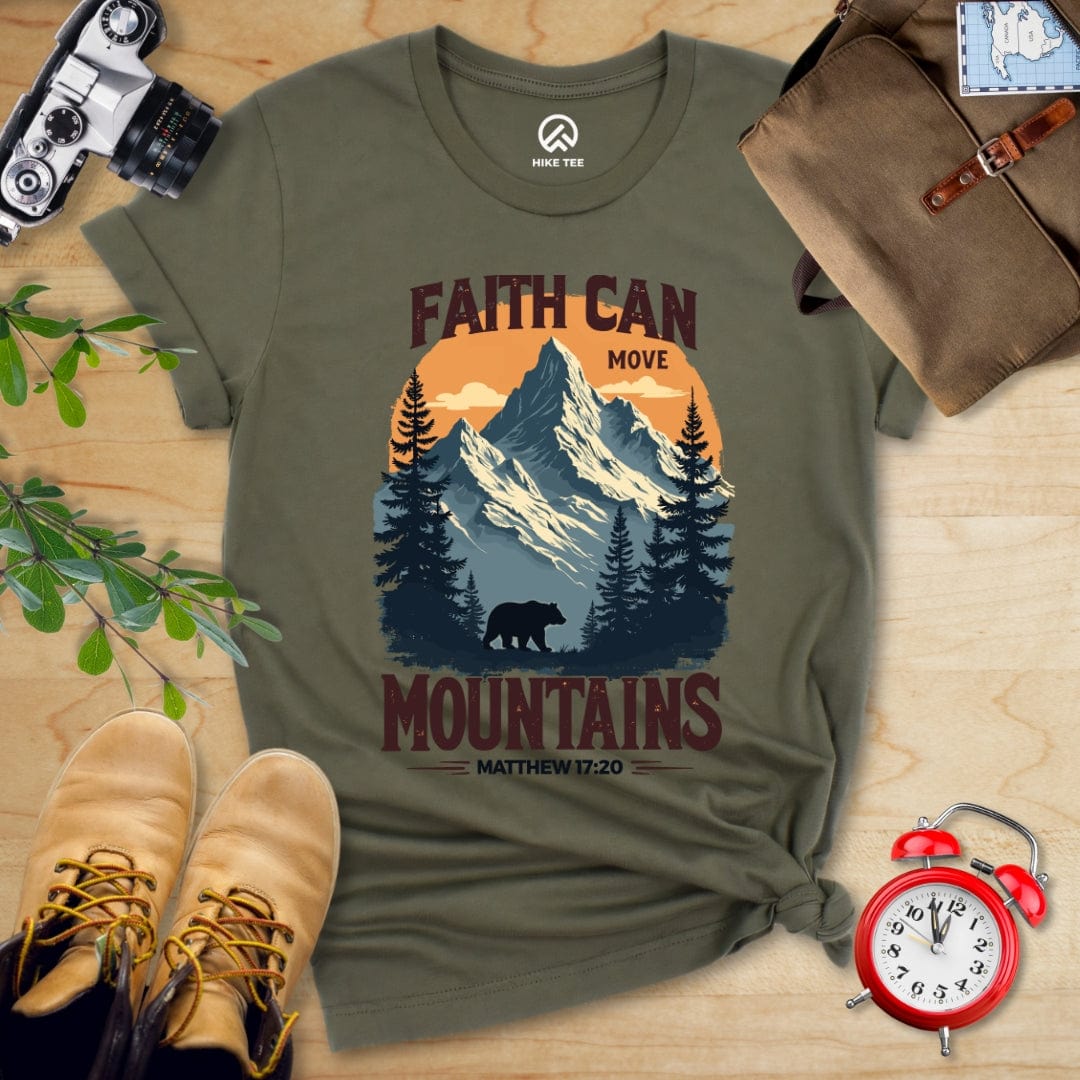 Hike Tee T-Shirt Military Green / S Faith Can Move Mountains Vintage Shirt