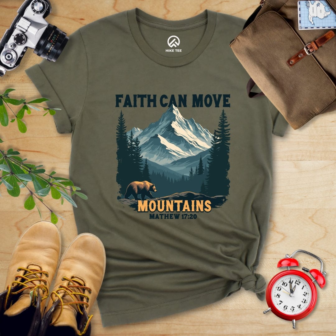 Hike Tee T-Shirt Military Green / S Faith Can Move Mountains Vintage Shirt