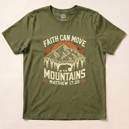 Faith Can Move Mountains Vintage Shirt Hike Tee T-Shirt Military Green / S