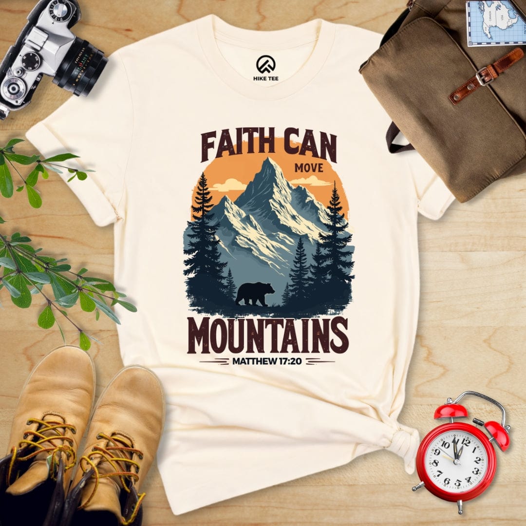 Hike Tee T-Shirt Natural / S Faith Can Move Mountains Vintage Shirt