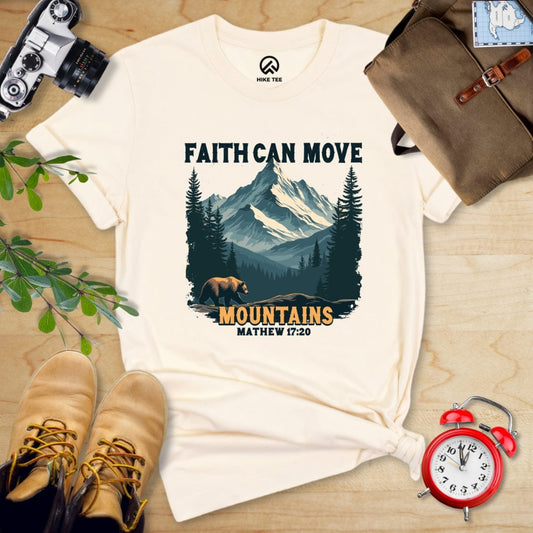 Hike Tee T-Shirt Natural / S Faith Can Move Mountains Vintage Shirt