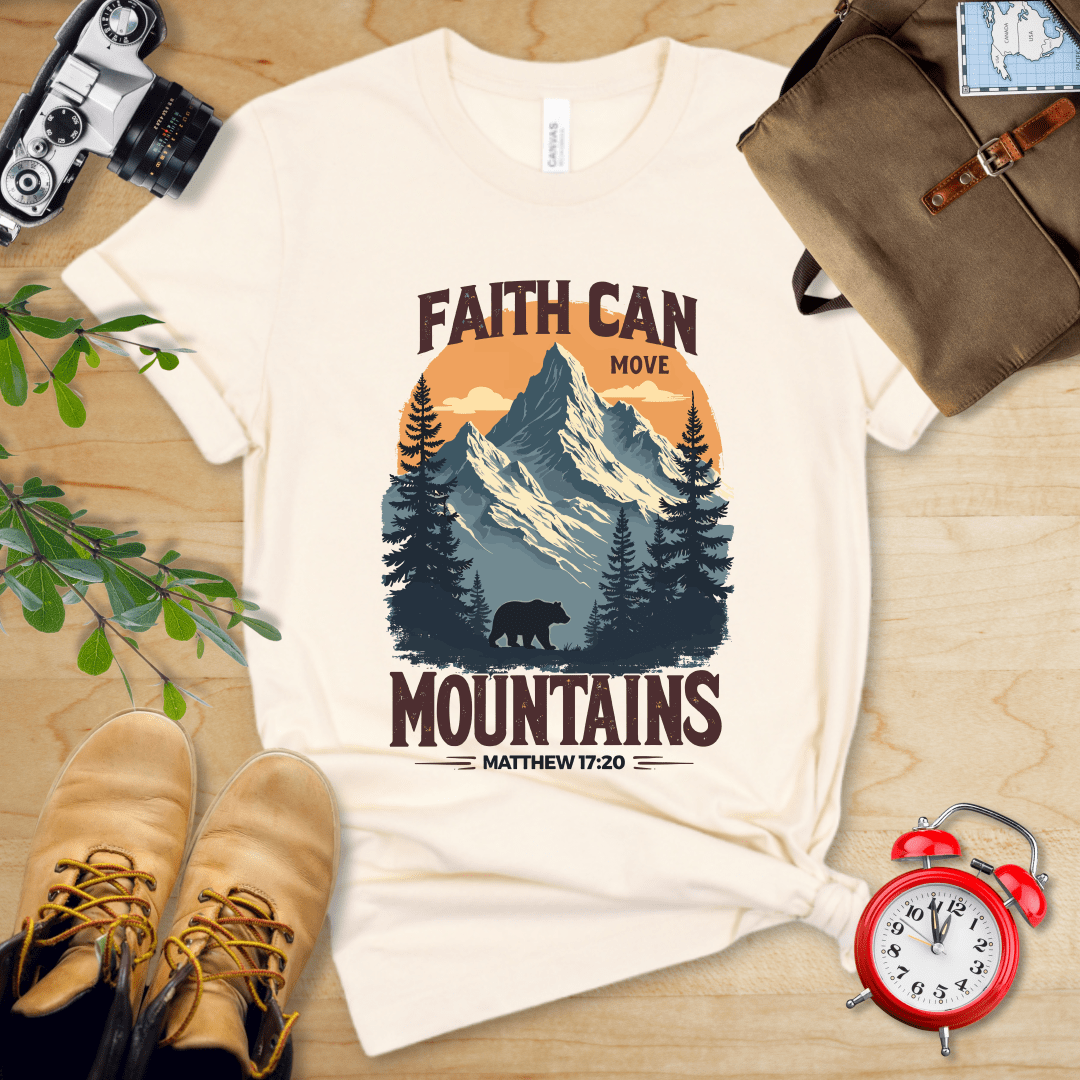 Printify T-Shirt Natural / S Faith Can Move Mountains Vintage Shirt