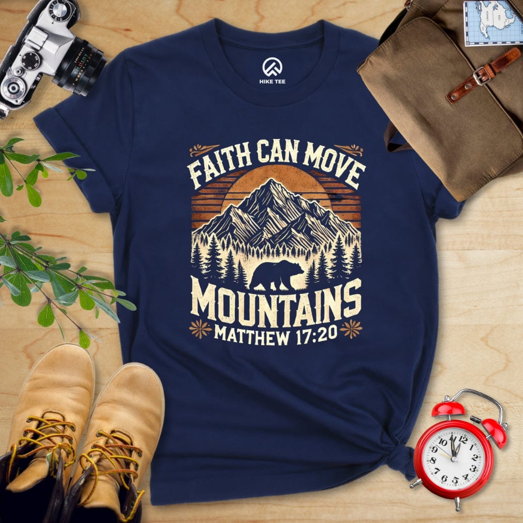 Hike Tee T-Shirt Navy / S Faith Can Move Mountains Vintage Shirt