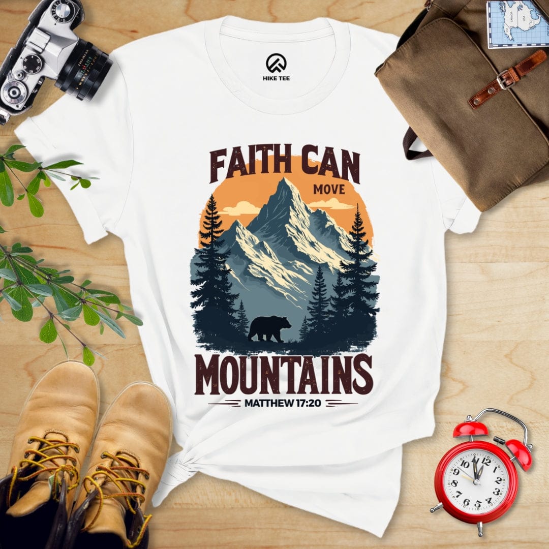 Hike Tee T-Shirt White / S Faith Can Move Mountains Vintage Shirt