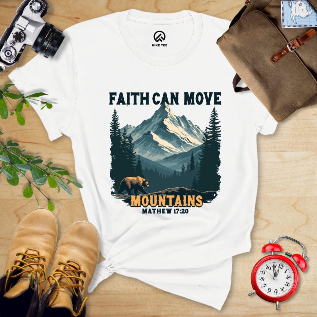 Hike Tee T-Shirt White / S Faith Can Move Mountains Vintage Shirt