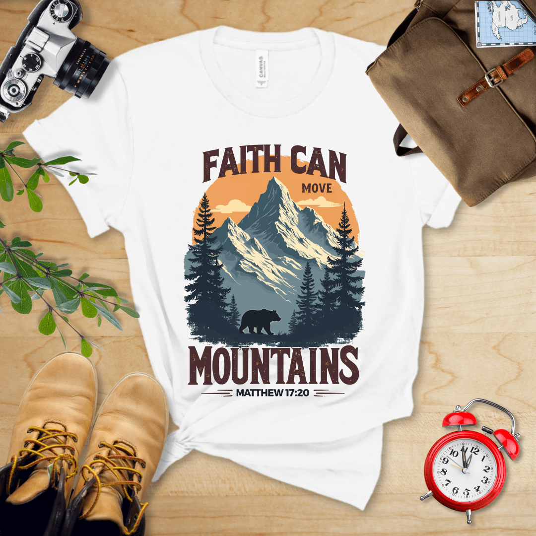 Printify T-Shirt White / S Faith Can Move Mountains Vintage Shirt