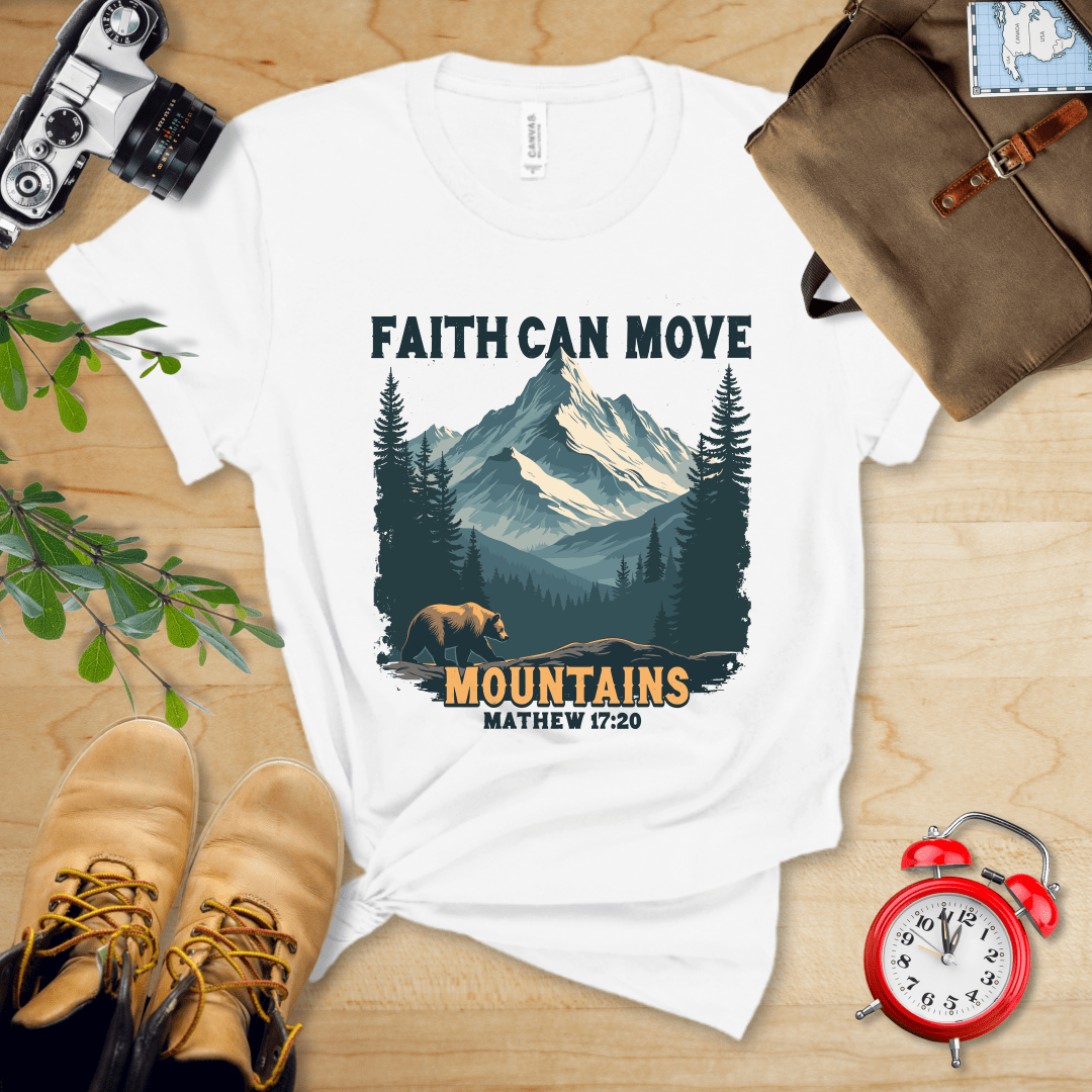 Printify T-Shirt White / S Faith Can Move Mountains Vintage Shirt