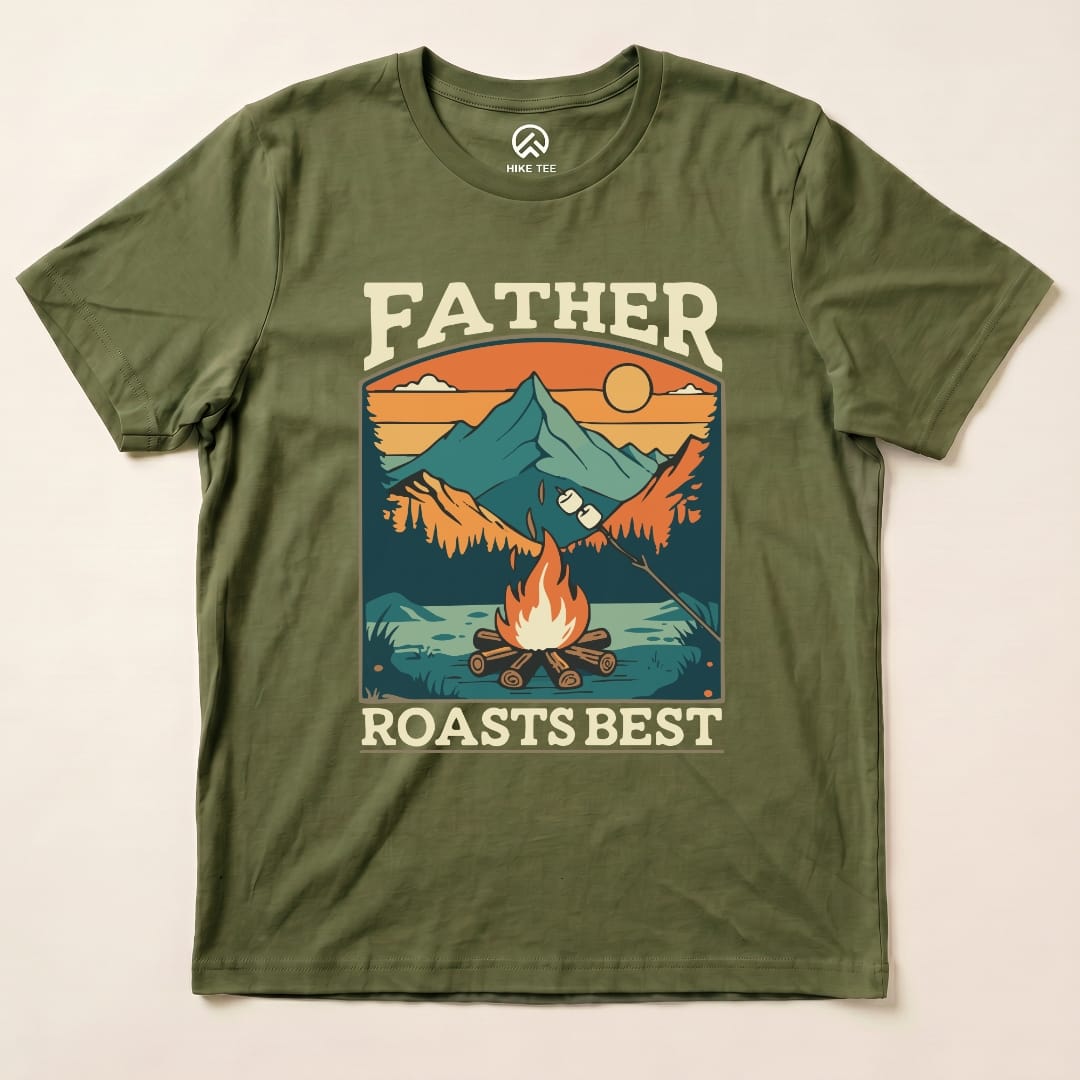 Hike Tee T-Shirt Military Green / S Father Roasts Retro Shirt