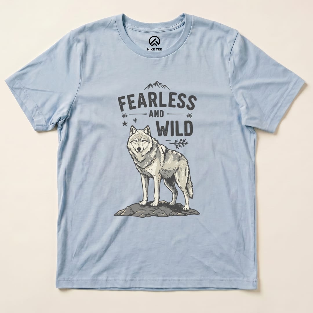 Fearless & Wild Wolf Shirt Hike Tee T-Shirt Baby Blue / S