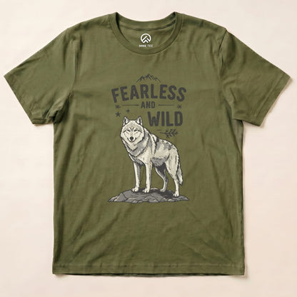 Fearless & Wild Wolf Shirt Hike Tee T-Shirt Military Green / S
