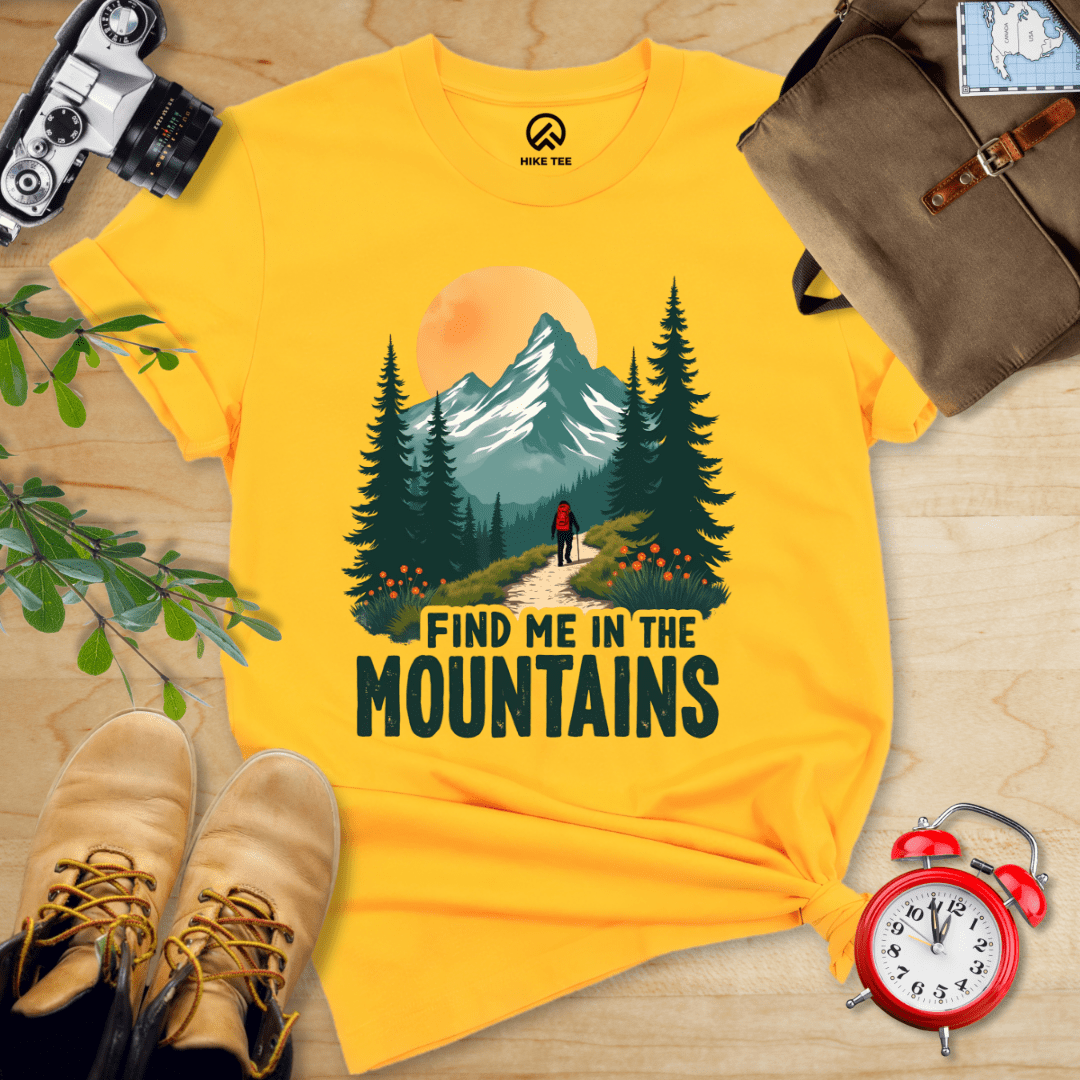 Hike Tee T-Shirt Gold / S Find Me In The Mountains Shirt