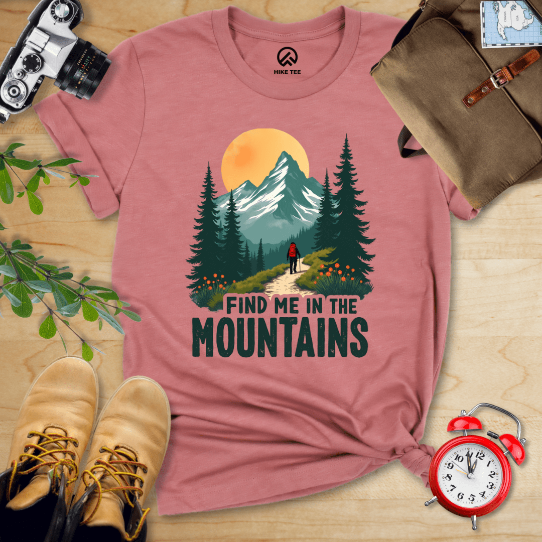 Hike Tee T-Shirt Heather Mauve / S Find Me In The Mountains Shirt