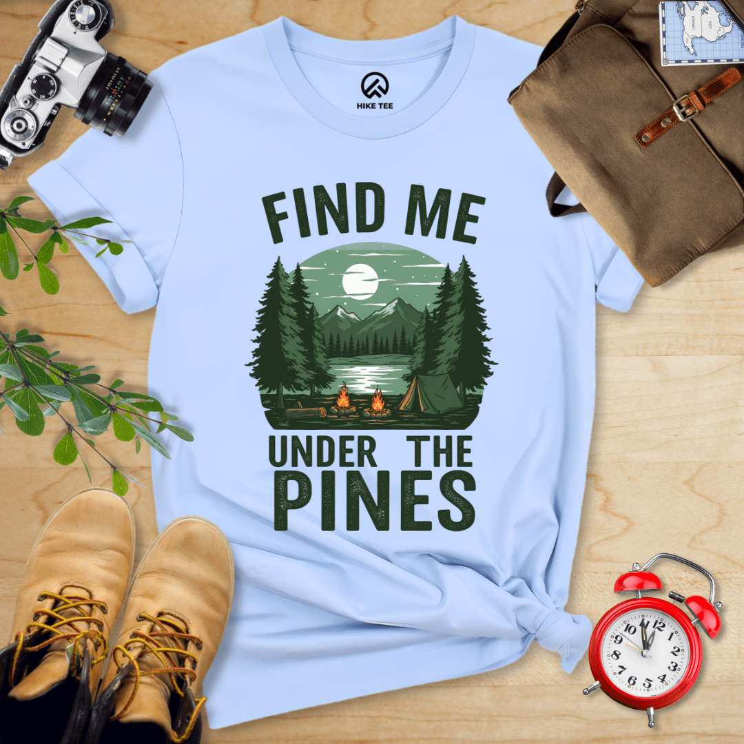 Hike Tee T-Shirt Baby Blue / S Find Me Under The Pines Shirt