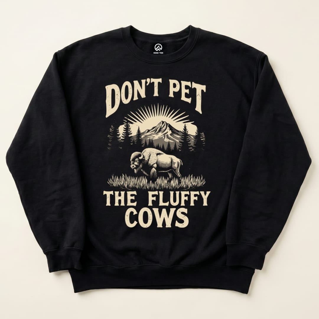 Fluffy Cow Sweatshirt Hike Tee Sweatshirt Black / S