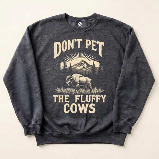 Fluffy Cow Sweatshirt Hike Tee Sweatshirt Dark Heather / S