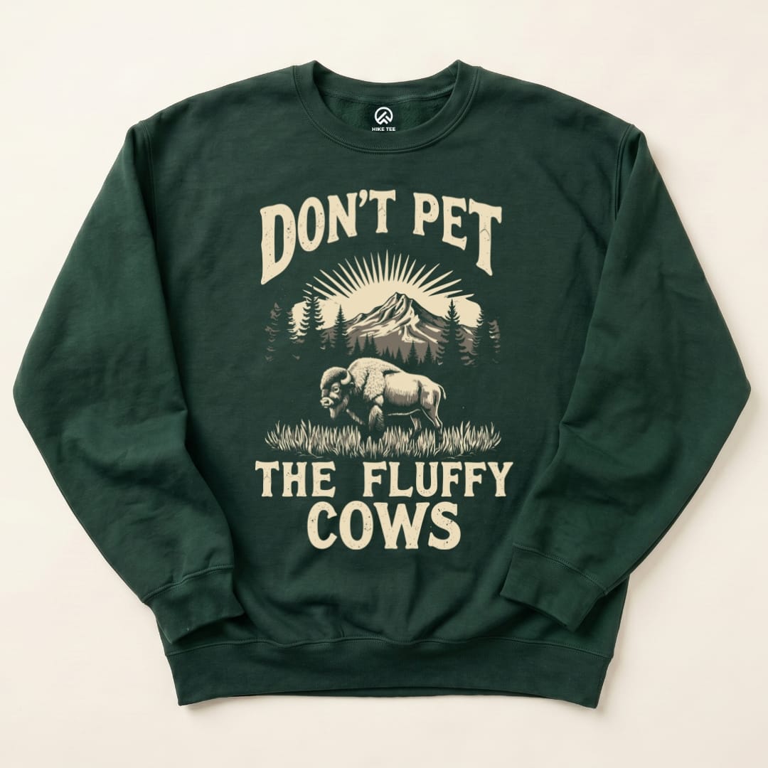 Fluffy Cow Sweatshirt Hike Tee Sweatshirt Forest Green / S
