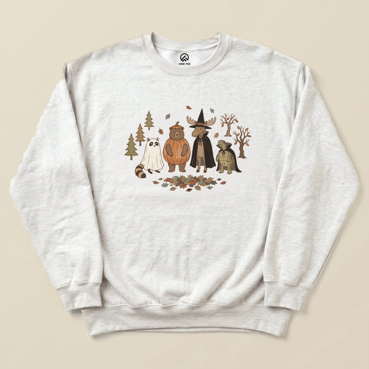 Ash Forest Friends Costume Party Sweatshirt with a forest animal Halloween costume party graphic