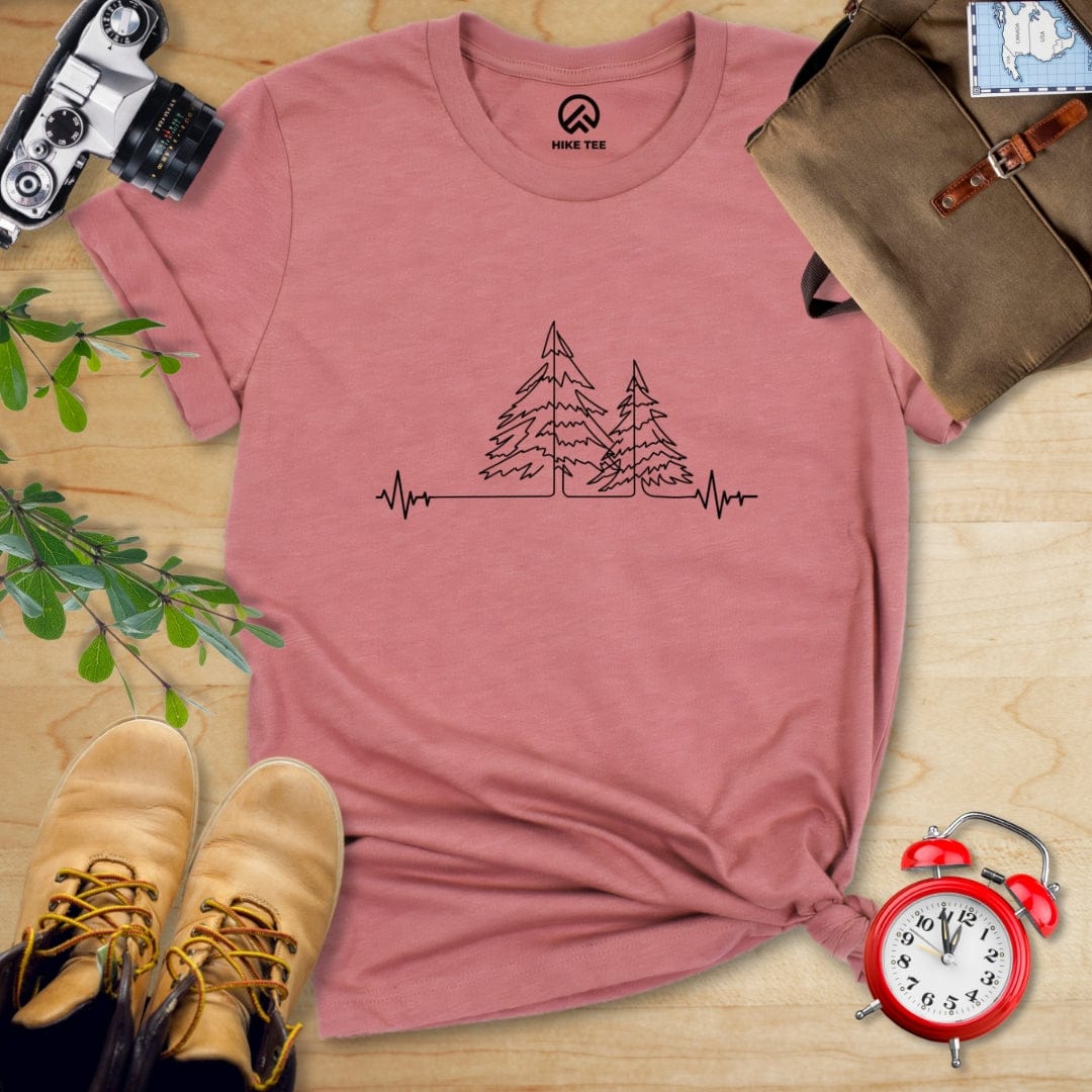 Hike Tee T-Shirt Heather Mauve / S Forest Heart Rate Shirt