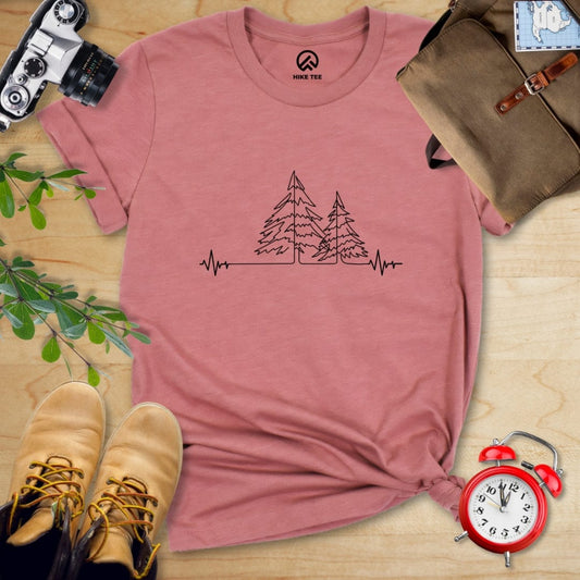 Hike Tee T-Shirt Heather Mauve / S Forest Heart Rate Shirt