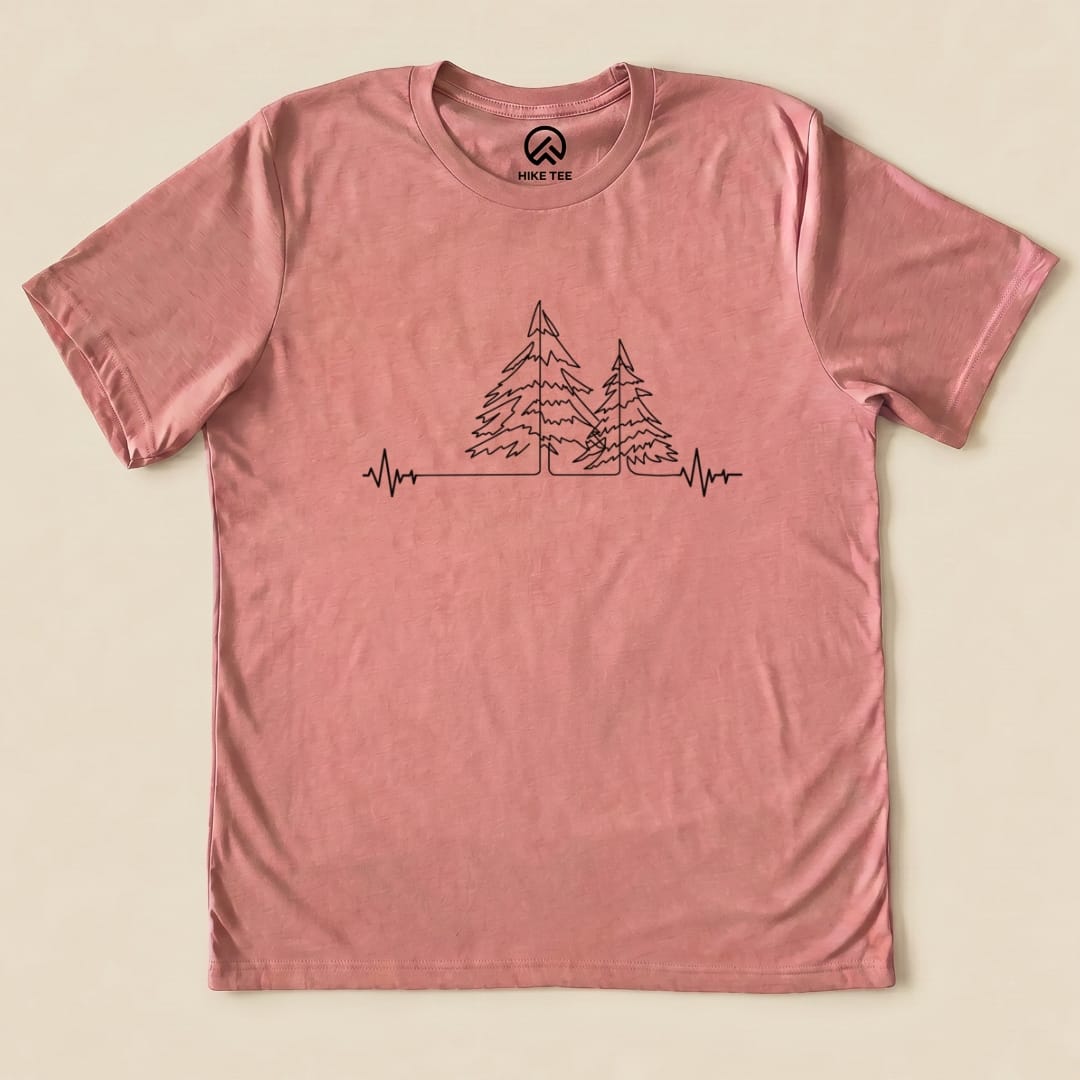 Forest Heart Rate Shirt Hike Tee T-Shirt Heather Mauve / S