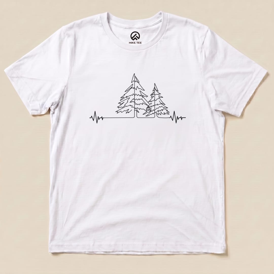 Forest Heart Rate Shirt Hike Tee T-Shirt White / S