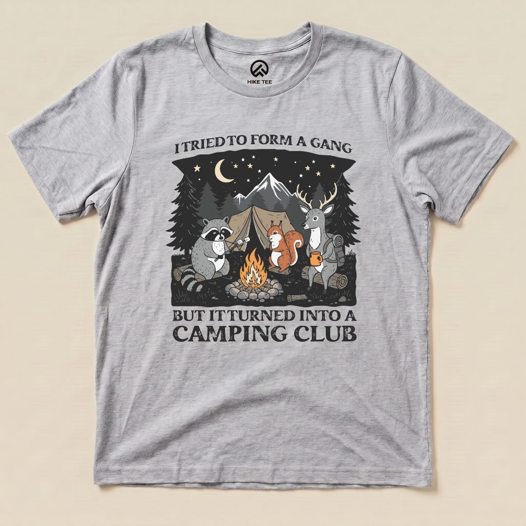 Form a Gang Camping Club Shirt Hike Tee T-Shirt Athletic Heather / S