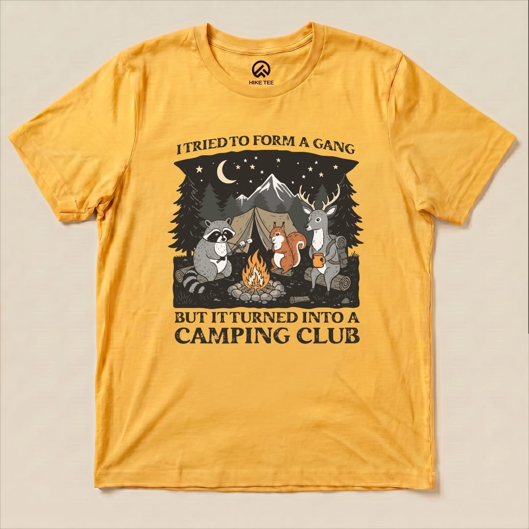 Form a Gang Camping Club Shirt Hike Tee T-Shirt Gold / S