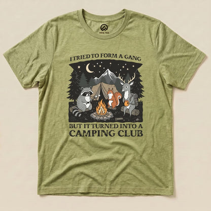 Form a Gang Camping Club Shirt Hike Tee T-Shirt Heather Green / S