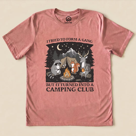 Form a Gang Camping Club Shirt Hike Tee T-Shirt Heather Mauve / S