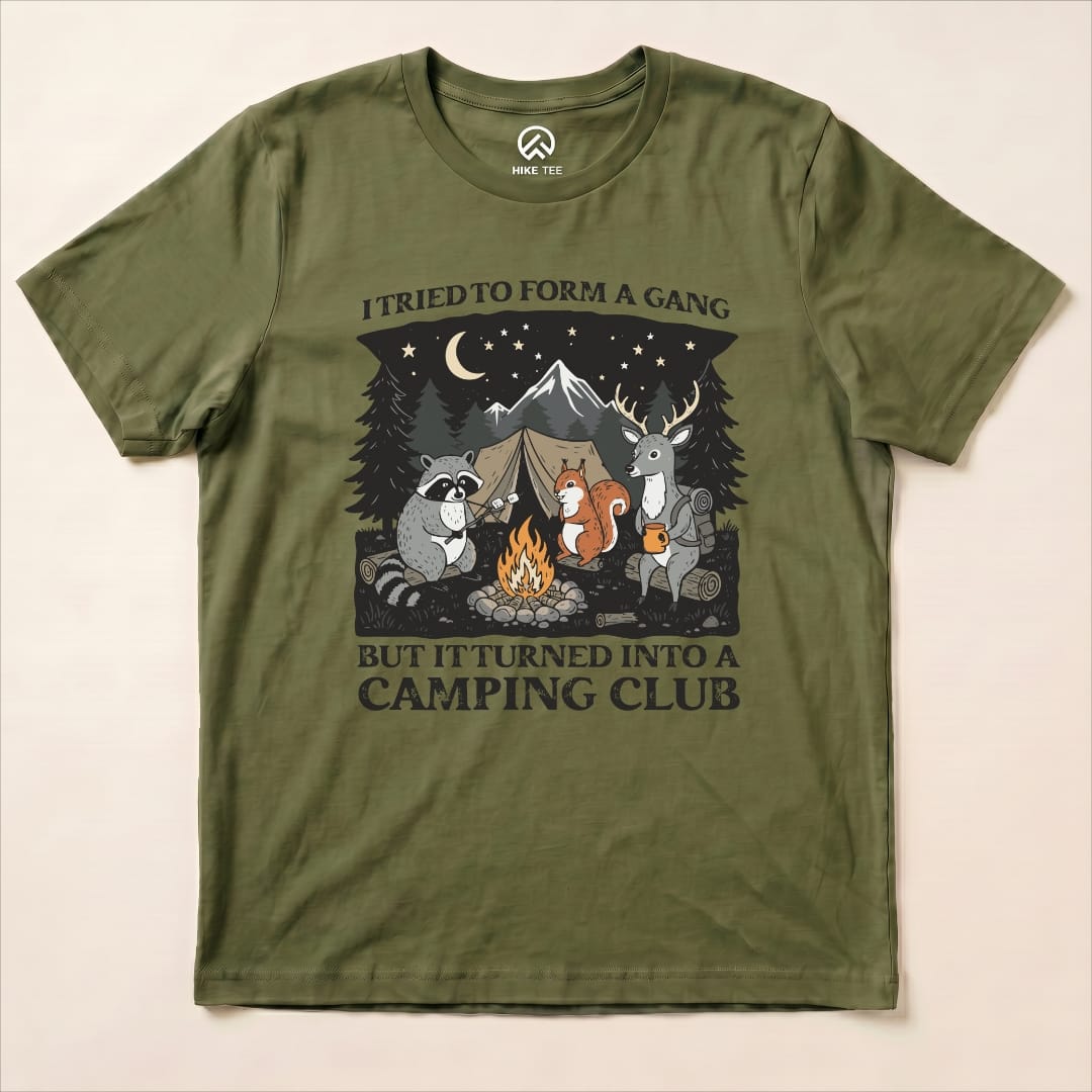 Form a Gang Camping Club Shirt Hike Tee T-Shirt Military Green / S