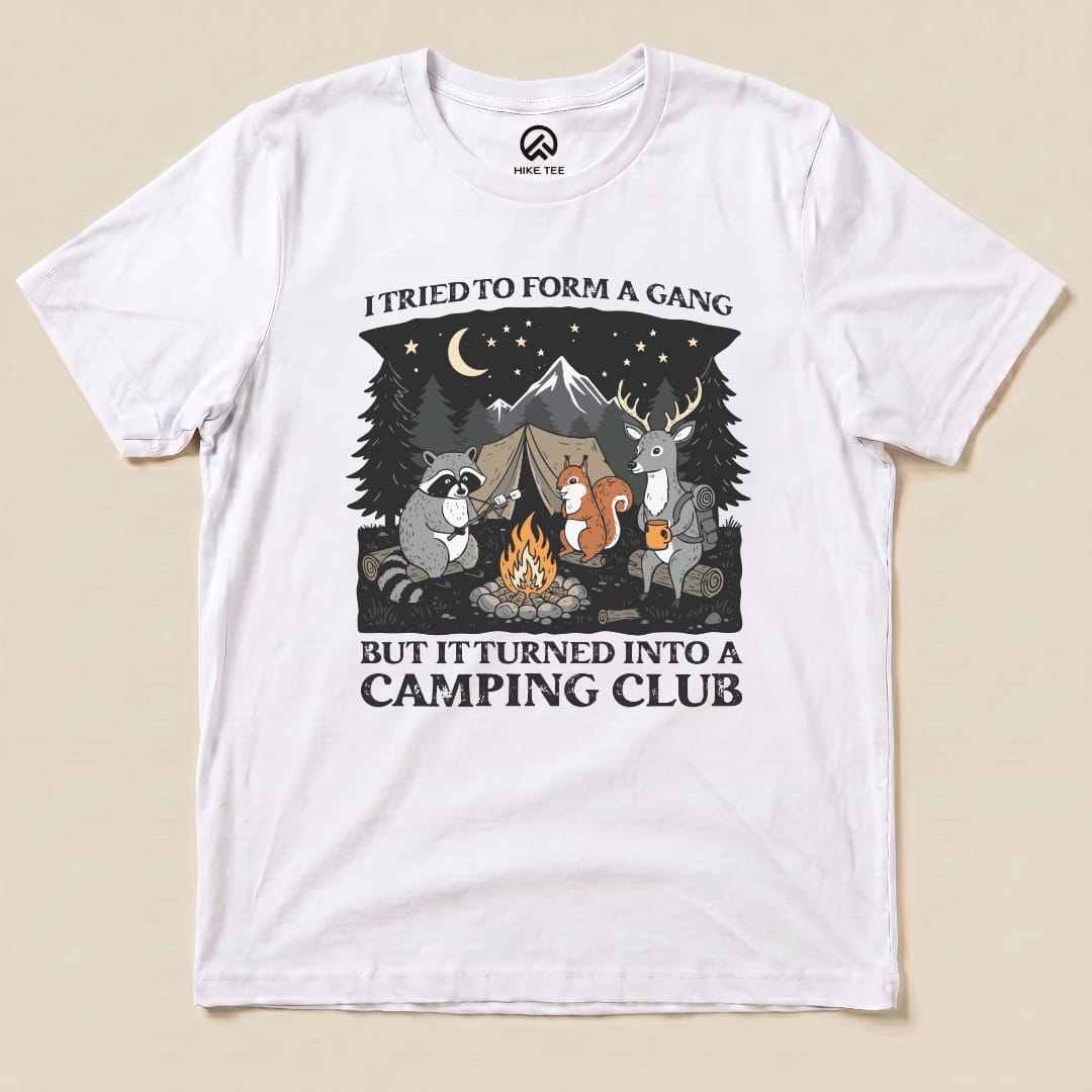 Form a Gang Camping Club Shirt Hike Tee T-Shirt White / S