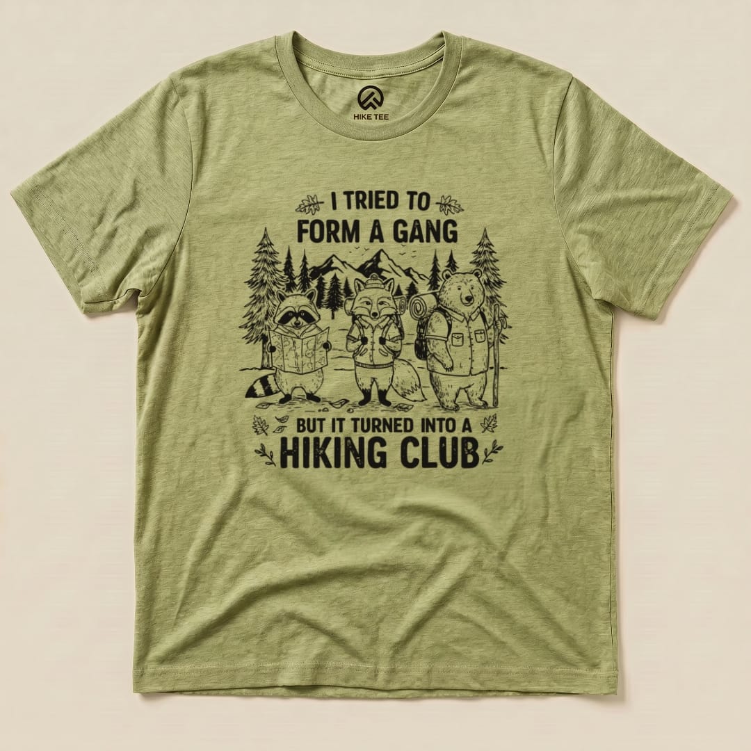 Form a Gang Hiking Club Shirt Hike Tee T-Shirt Heather Green / S