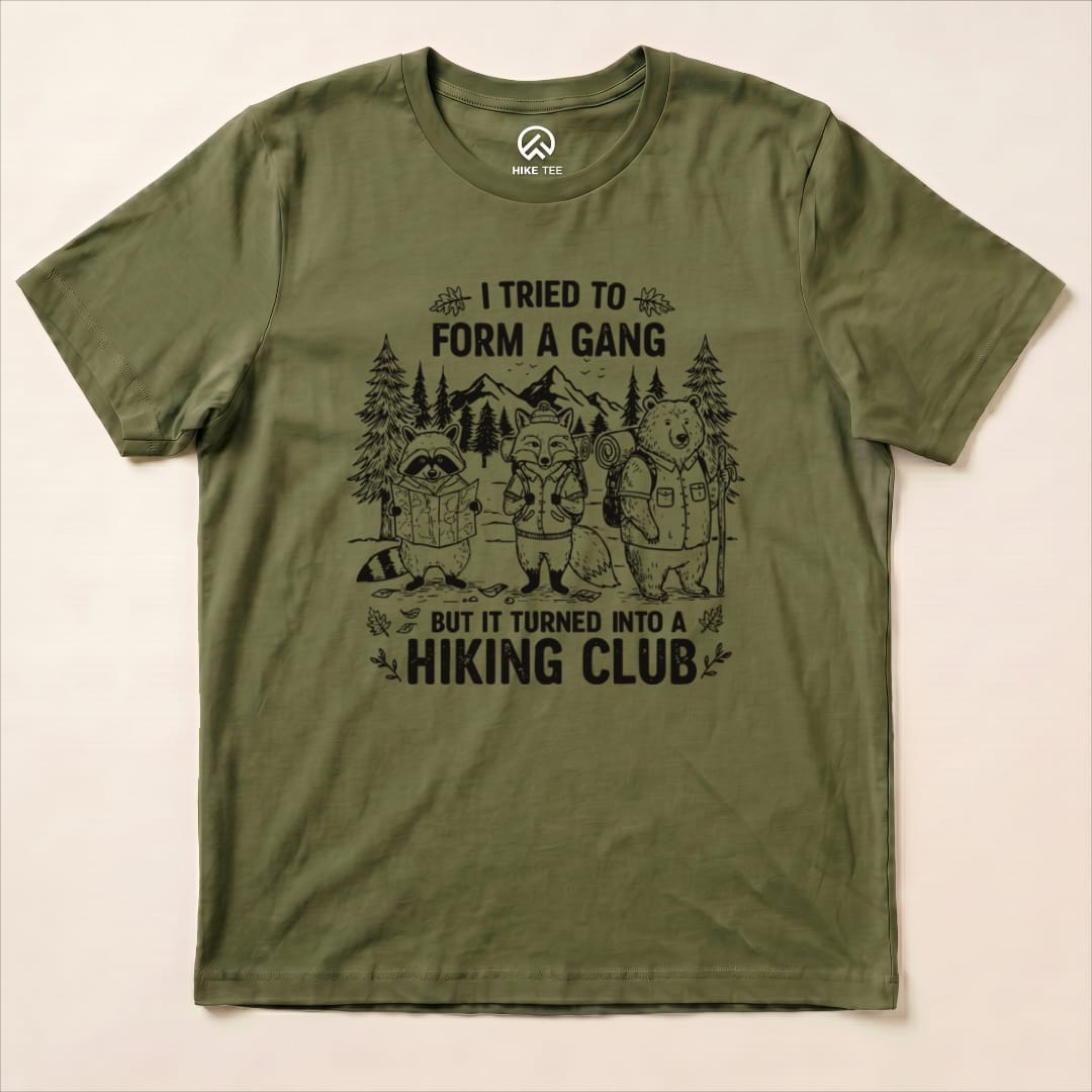 Form a Gang Hiking Club Shirt Hike Tee T-Shirt Military Green / S