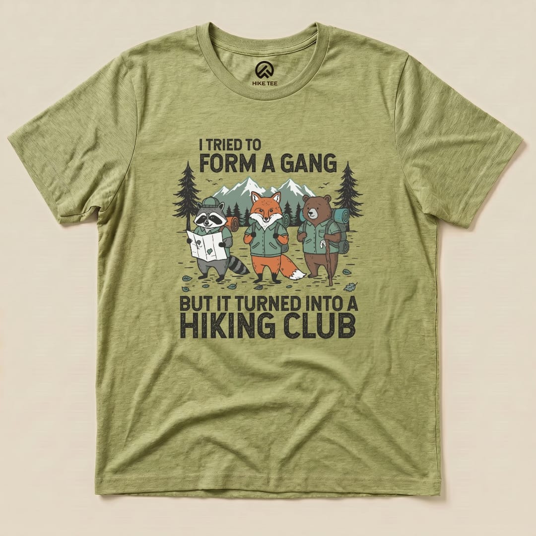 Form a Gang Hiking Shirt Hike Tee T-Shirt Heather Green / S