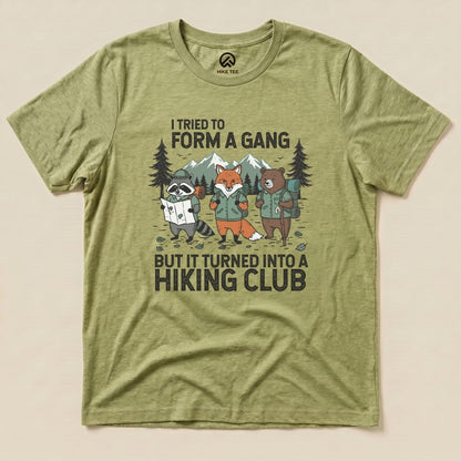 Form a Gang Hiking Shirt Hike Tee T-Shirt Heather Green / S
