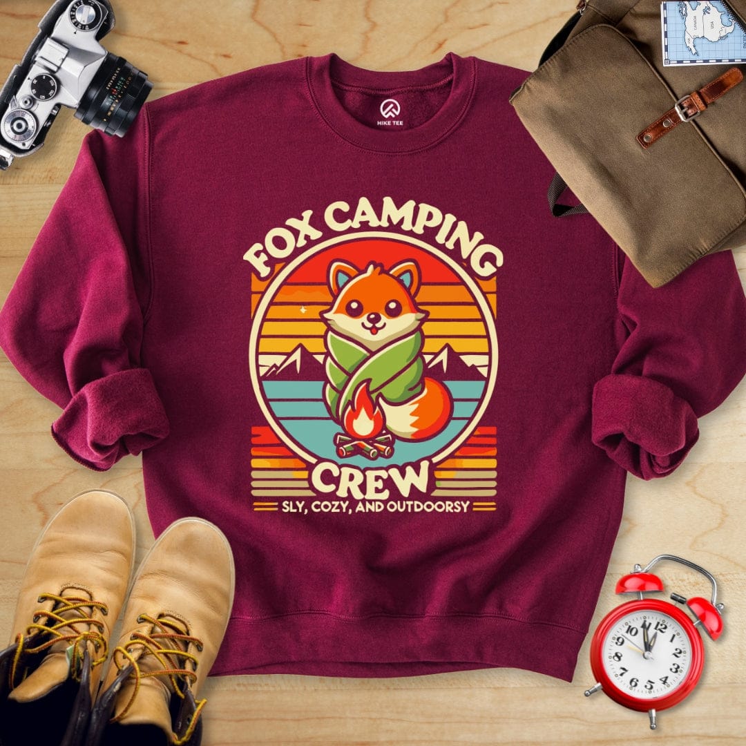 Hike Tee Sweatshirt Maroon / S Fox Camping Crew Sweatshirt