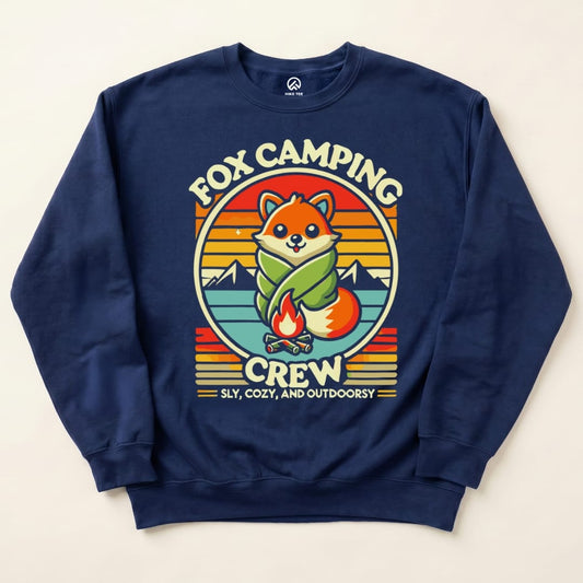 Fox Camping Crew Sweatshirt Hike Tee Sweatshirt Navy / S