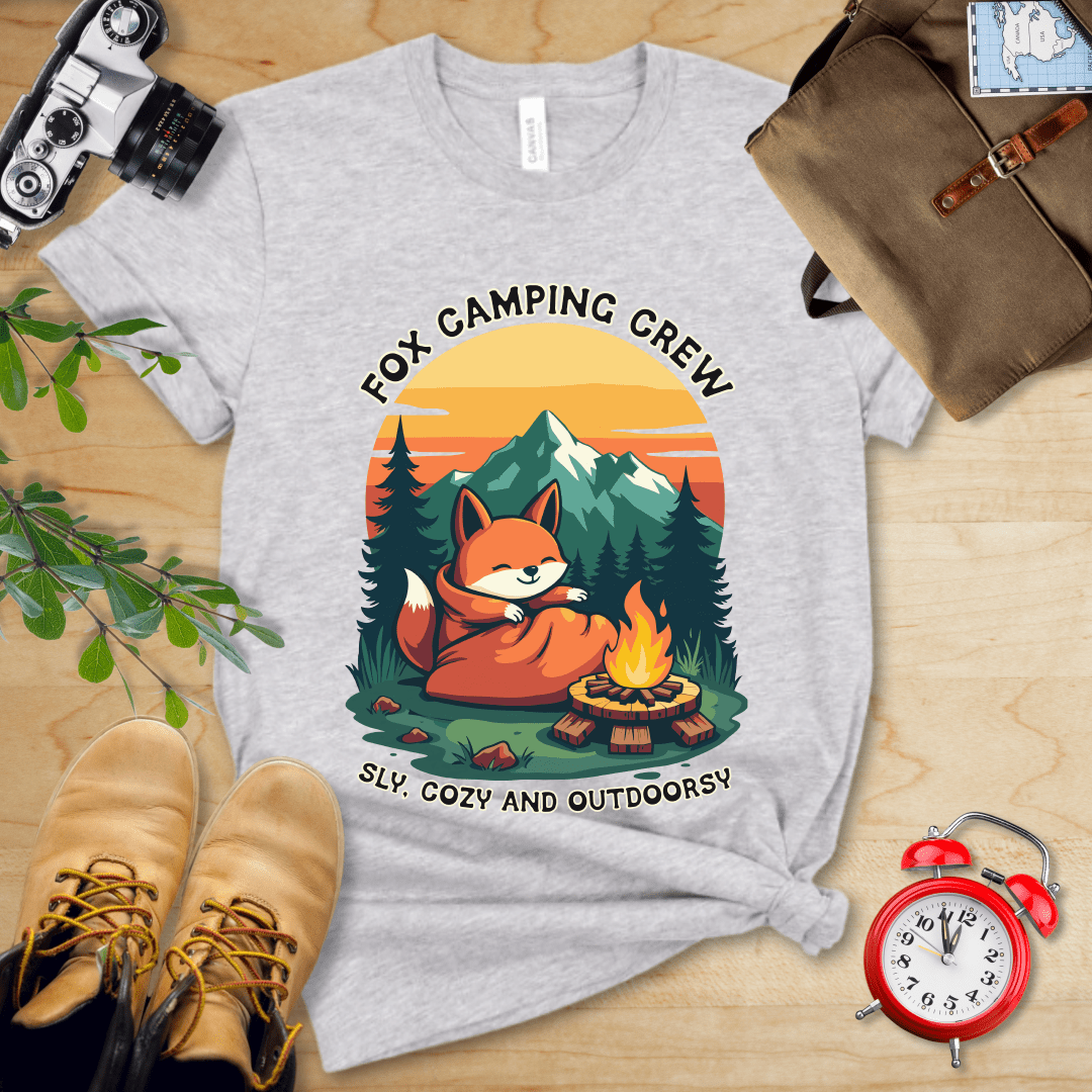 Printify T-Shirt Athletic Heather / S Fox Camping Crew