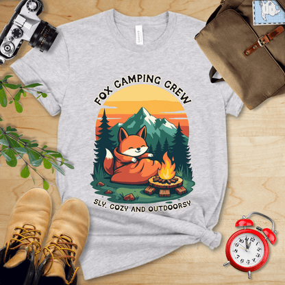 Printify T-Shirt Athletic Heather / S Fox Camping Crew