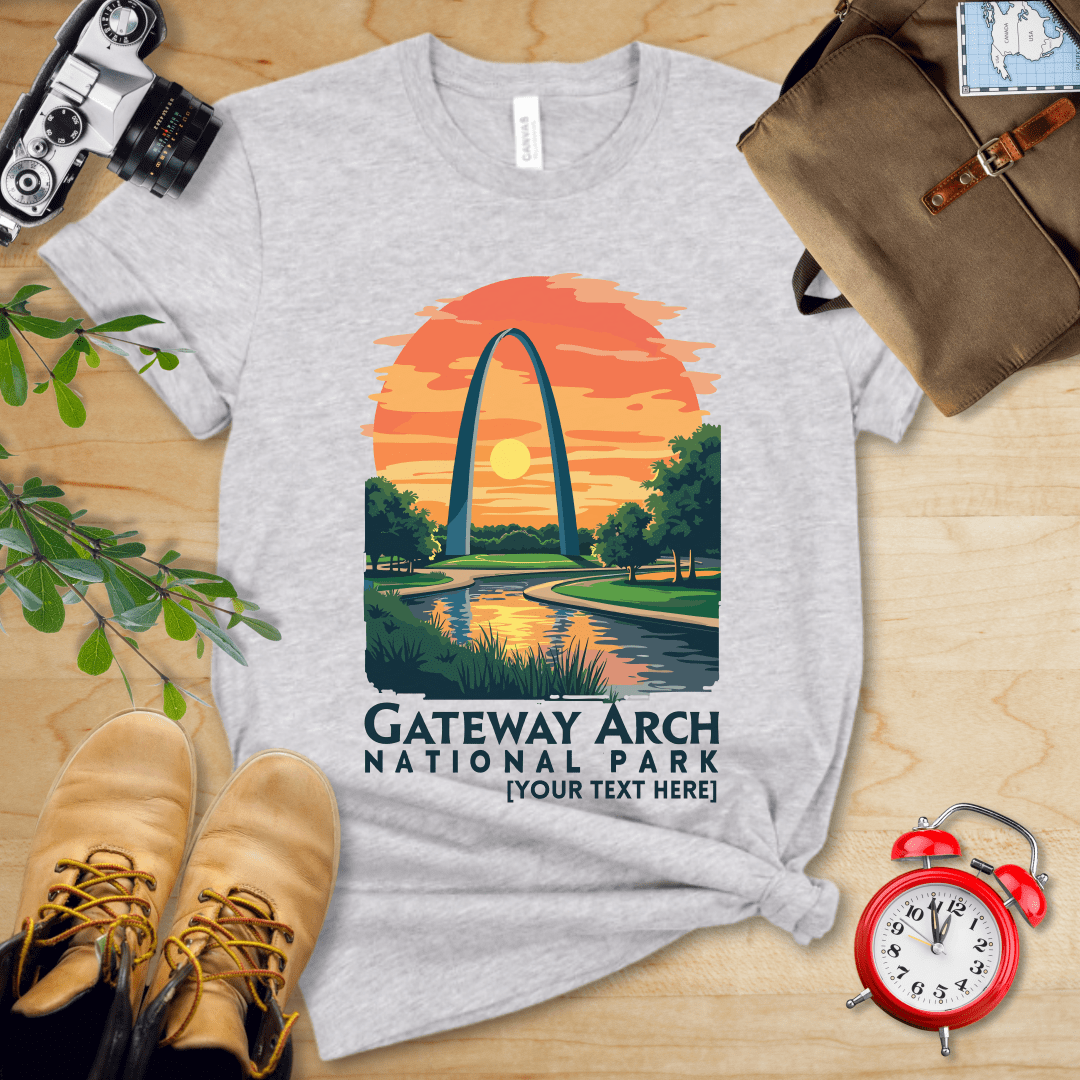 AnywherePOD T-Shirt Athletic Heather / S Gateway Arch National Park Shirt + Personalization