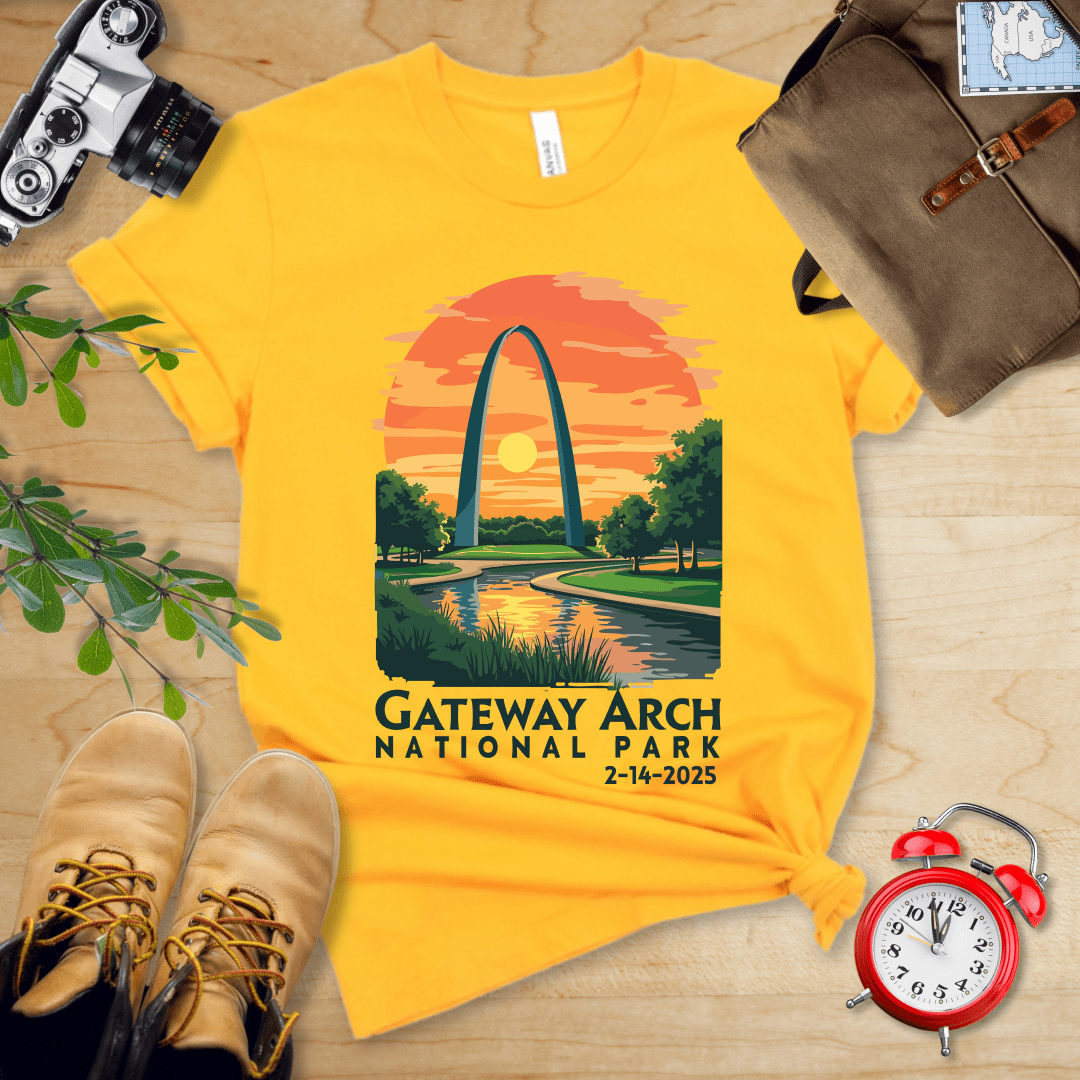 AnywherePOD T-Shirt Gold / S Gateway Arch National Park Shirt + Personalization