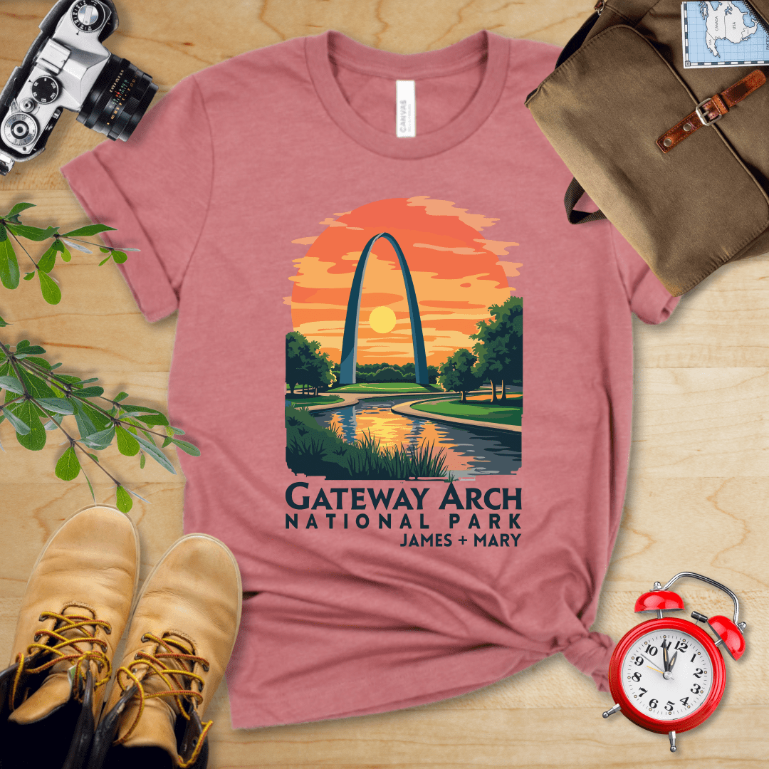 AnywherePOD T-Shirt Heather Mauve / S Gateway Arch National Park Shirt + Personalization