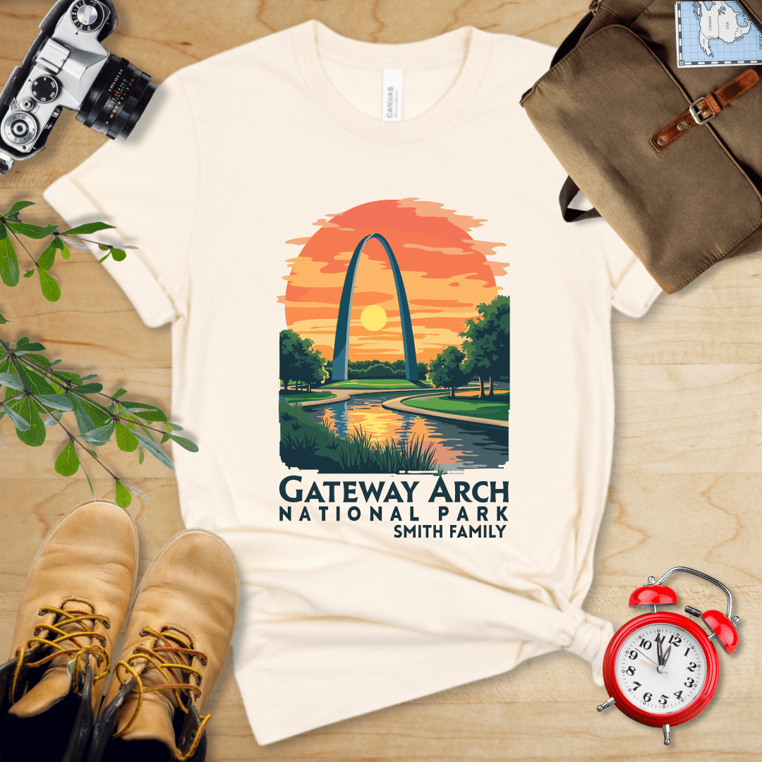 AnywherePOD T-Shirt Natural / S Gateway Arch National Park Shirt + Personalization