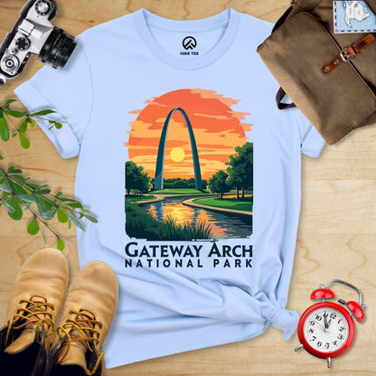 Hike Tee T-Shirt Baby Blue / S Gateway Arch National Park Shirt