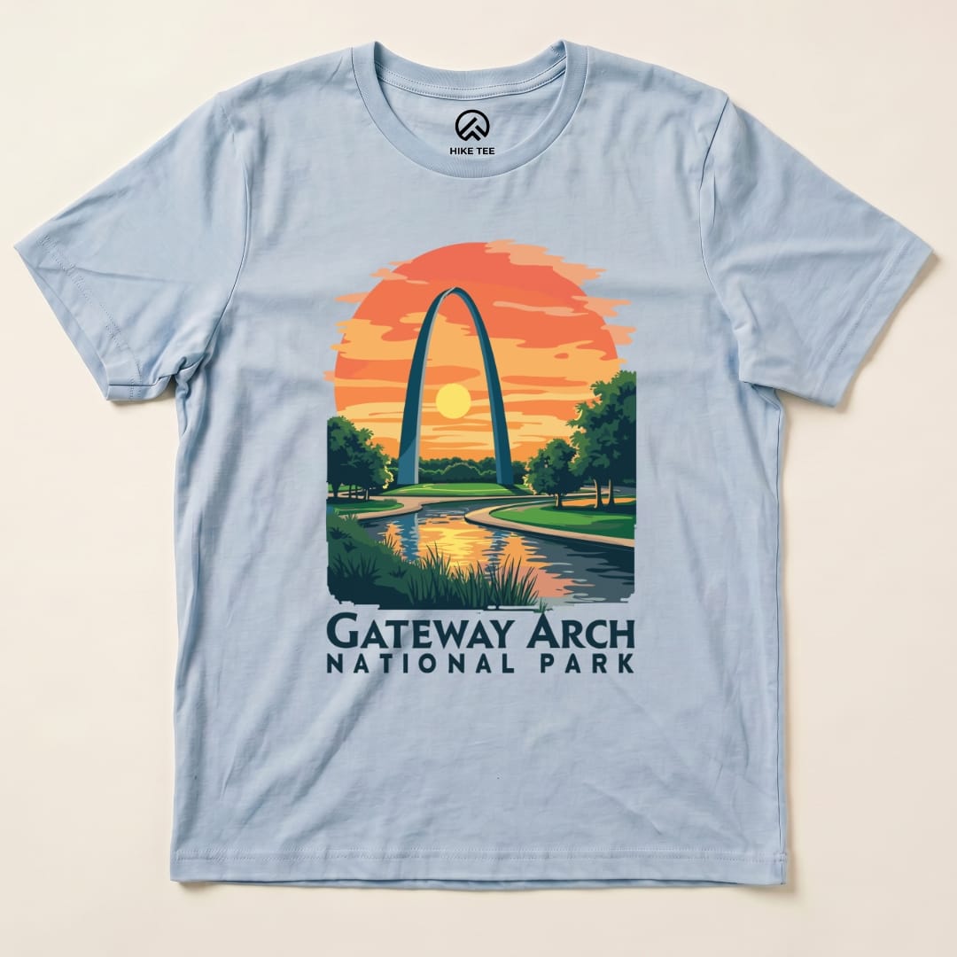 Hike Tee T-Shirt Baby Blue / S Gateway Arch National Park Shirt