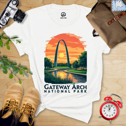 Hike Tee T-Shirt White / S Gateway Arch National Park Shirt